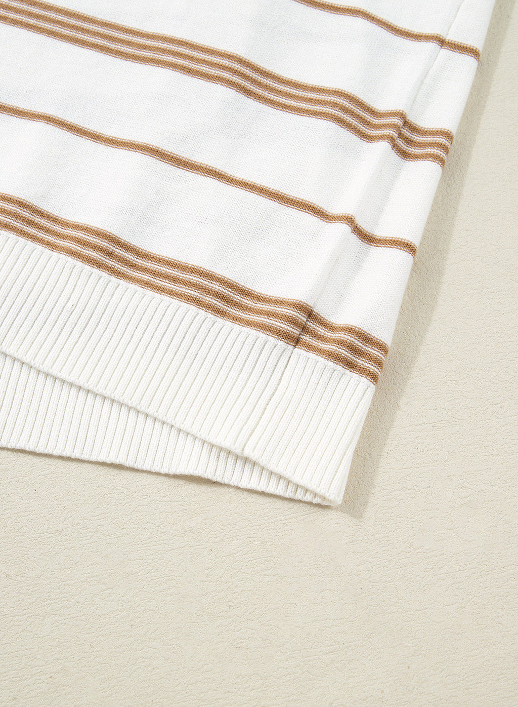 Drop Shoulder Ribbed Trim Loose Half Sleeve Sweater