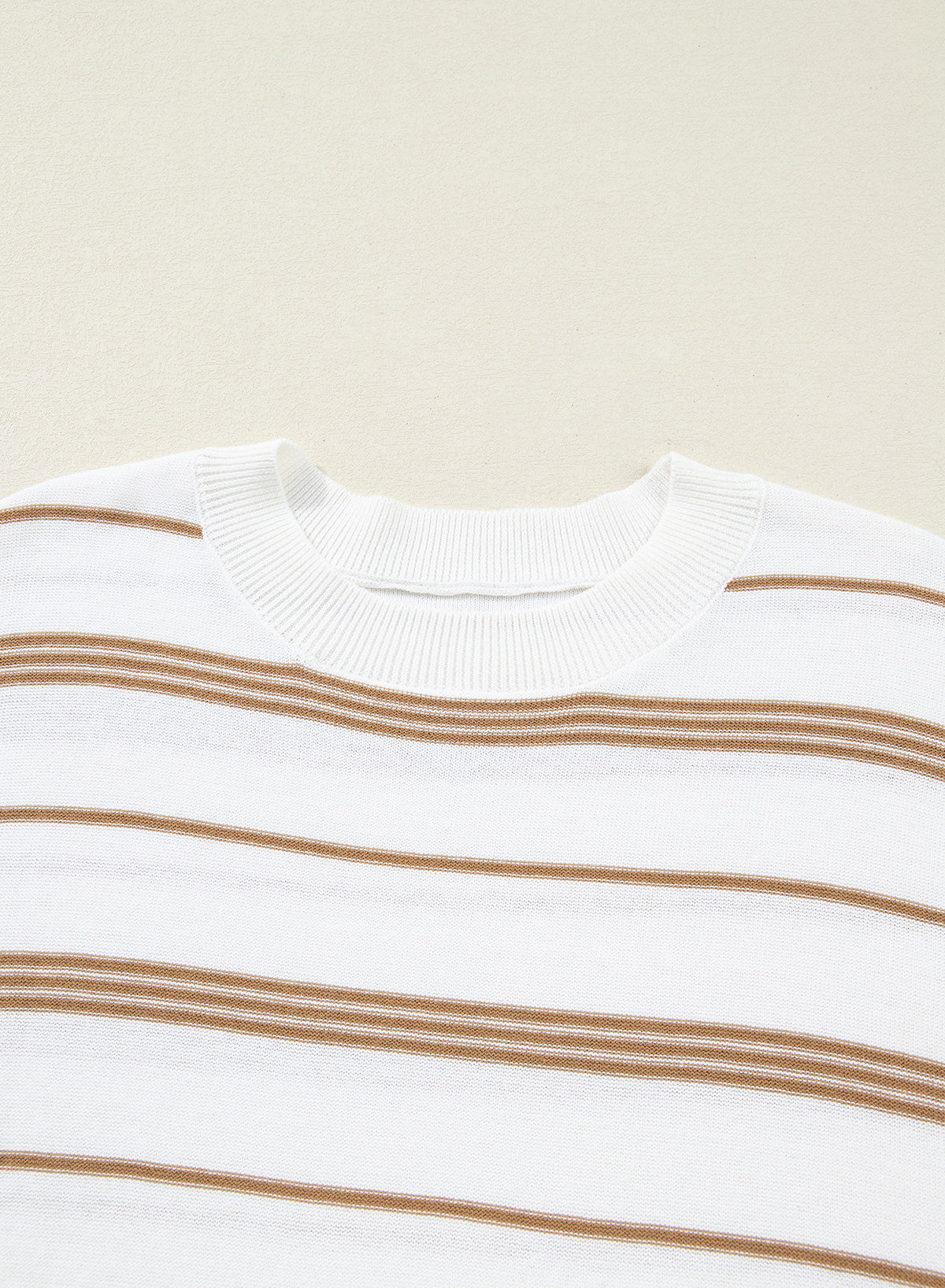 Drop Shoulder Ribbed Trim Loose Half Sleeve Sweater