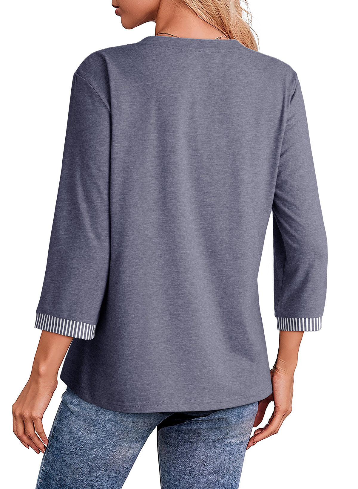 Dokotoo Womens Tops Fall 3/4 Length Sleeve Fashion Solid T-Shirts