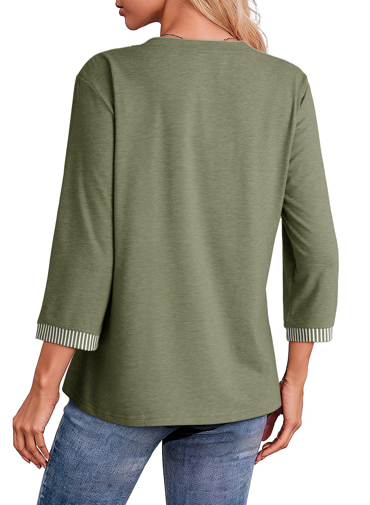 Dokotoo Womens Tops Fall 3/4 Length Sleeve Fashion Solid T-Shirts