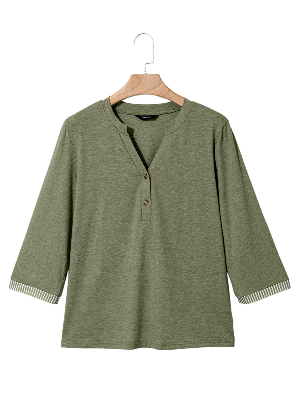 Dokotoo Womens Tops Fall 3/4 Length Sleeve Fashion Solid T-Shirts