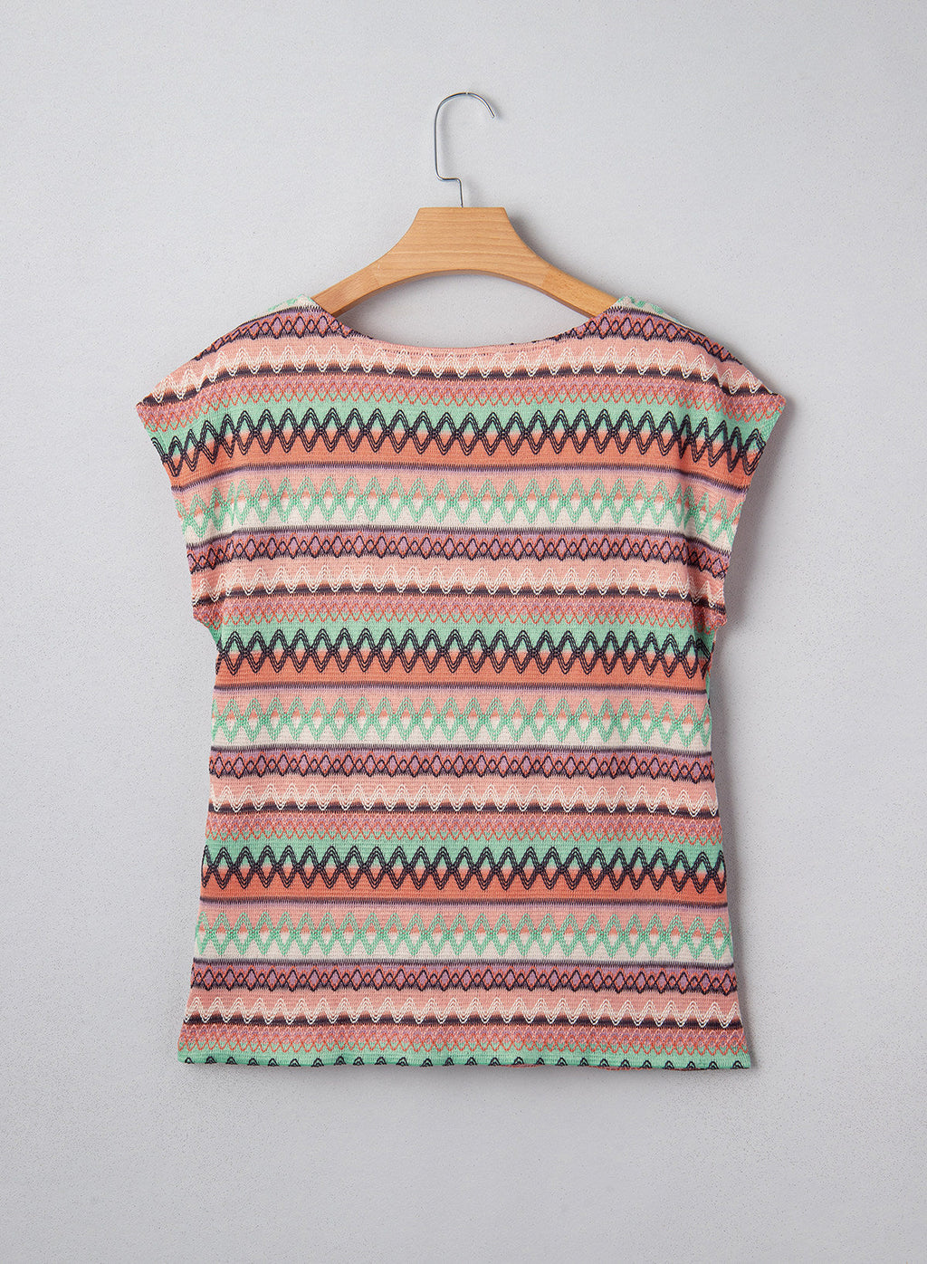EMERY ROSE Women Geometric Print Round Neck Short Sleeve Casual T-Shirt