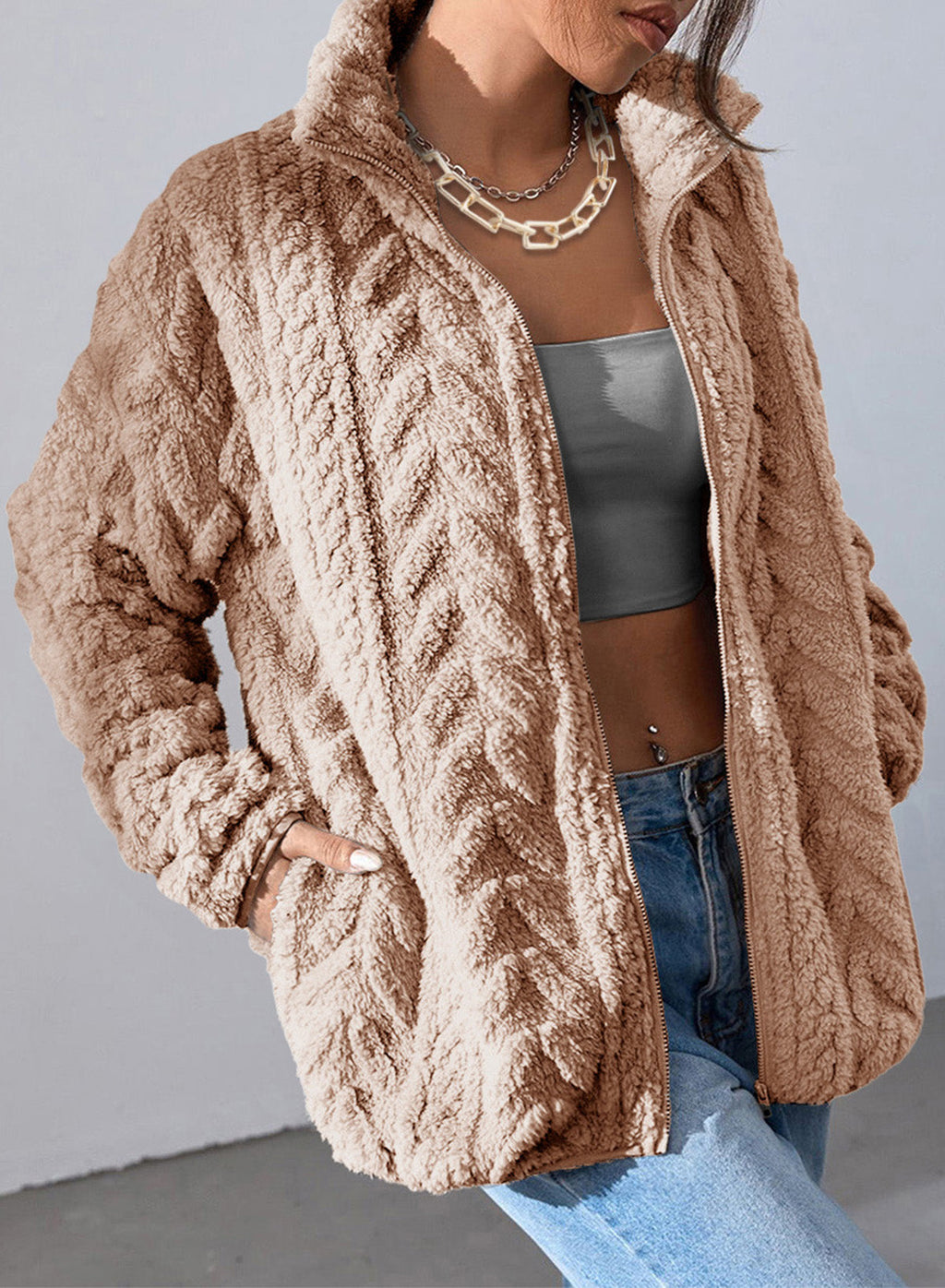 Dokotoo Winter Fleece Jacket for Women 2026 Zipper Casual Coat with Pockets