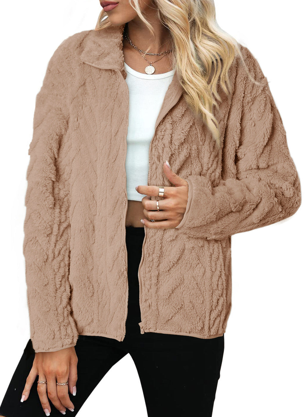 Dokotoo Winter Fleece Jacket for Women 2026 Zipper Casual Coat with Pockets