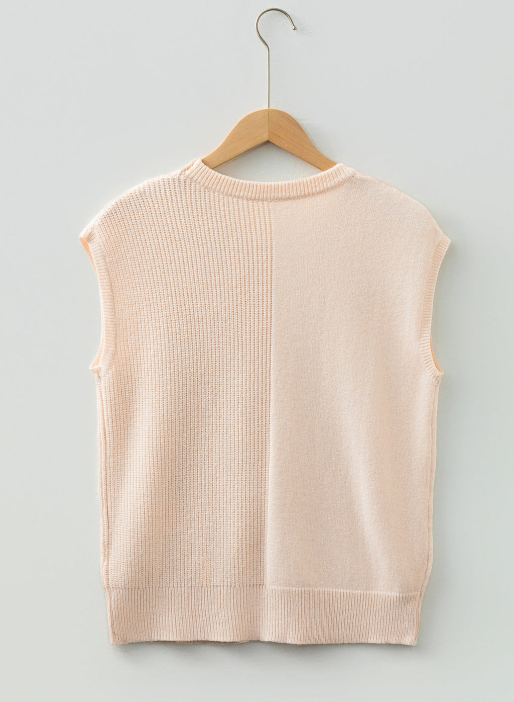 Solid Color Mixed Knits Patch Pocket Short Sleeve Sweater