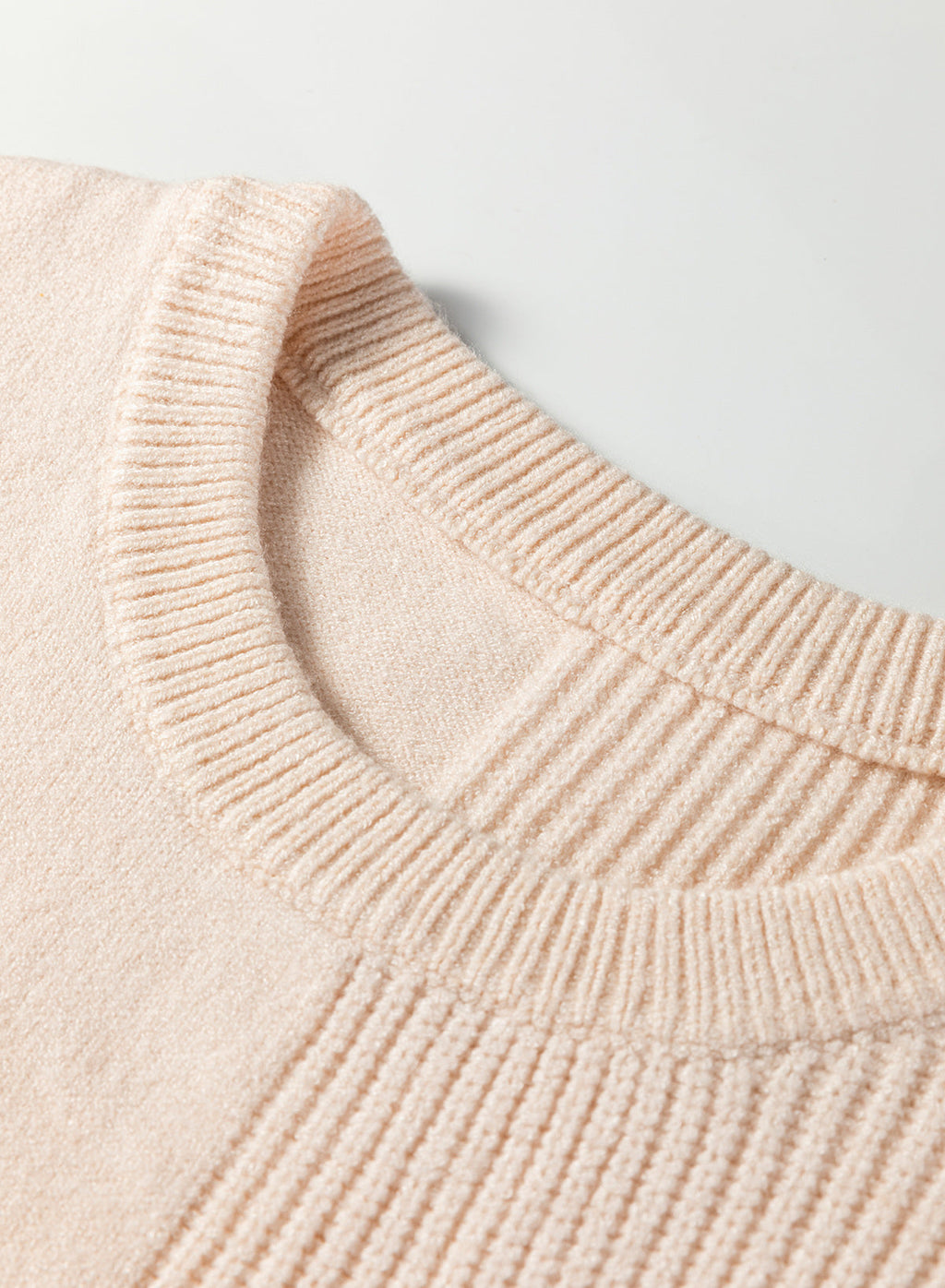 Solid Color Mixed Knits Patch Pocket Short Sleeve Sweater