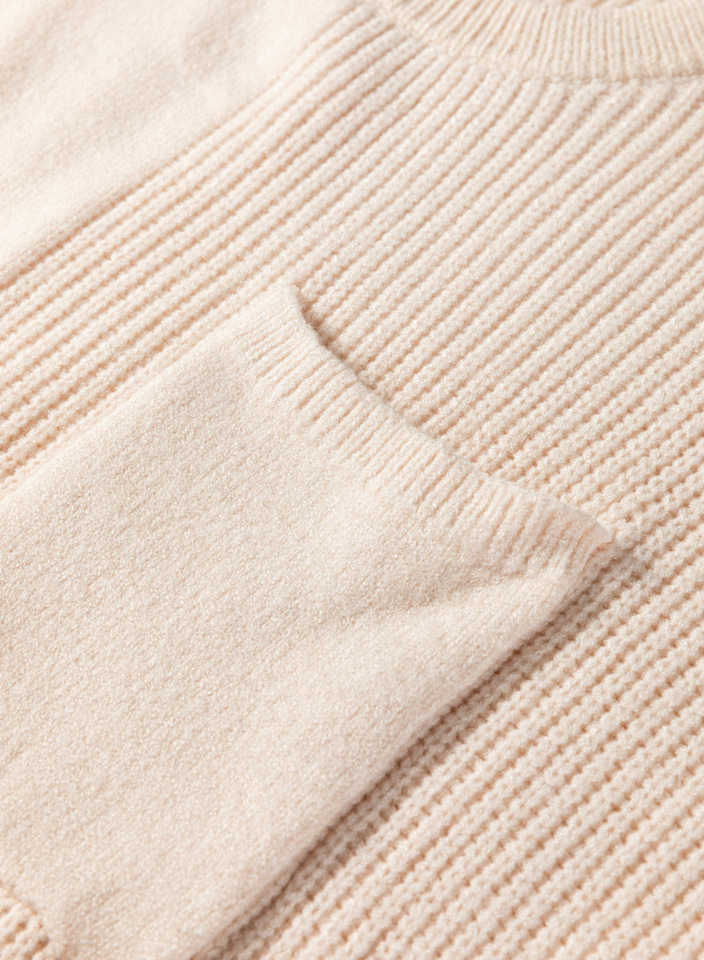 Solid Color Mixed Knits Patch Pocket Short Sleeve Sweater
