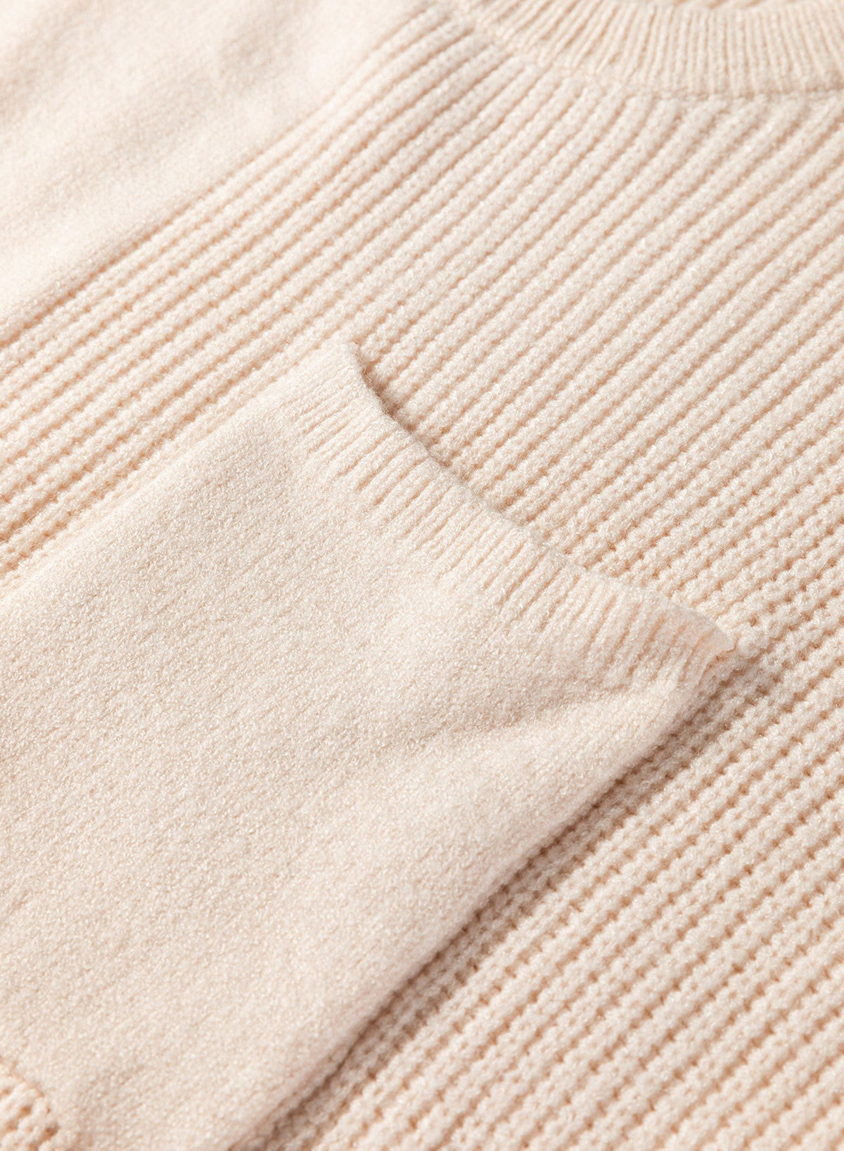 Solid Color Mixed Knits Patch Pocket Short Sleeve Sweater