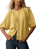 Puff-Sleeve Cardigan Sweater