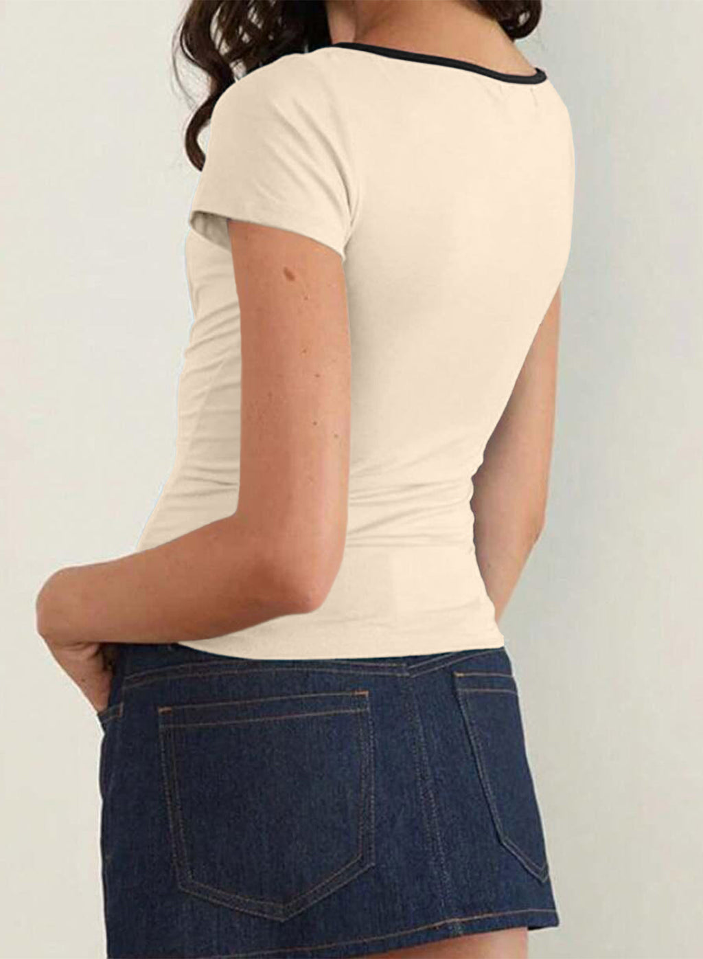 Women T-Shirt, Short Sleeve Hollowed Slim Fit Summer Tops Streetwear For Casual Daily