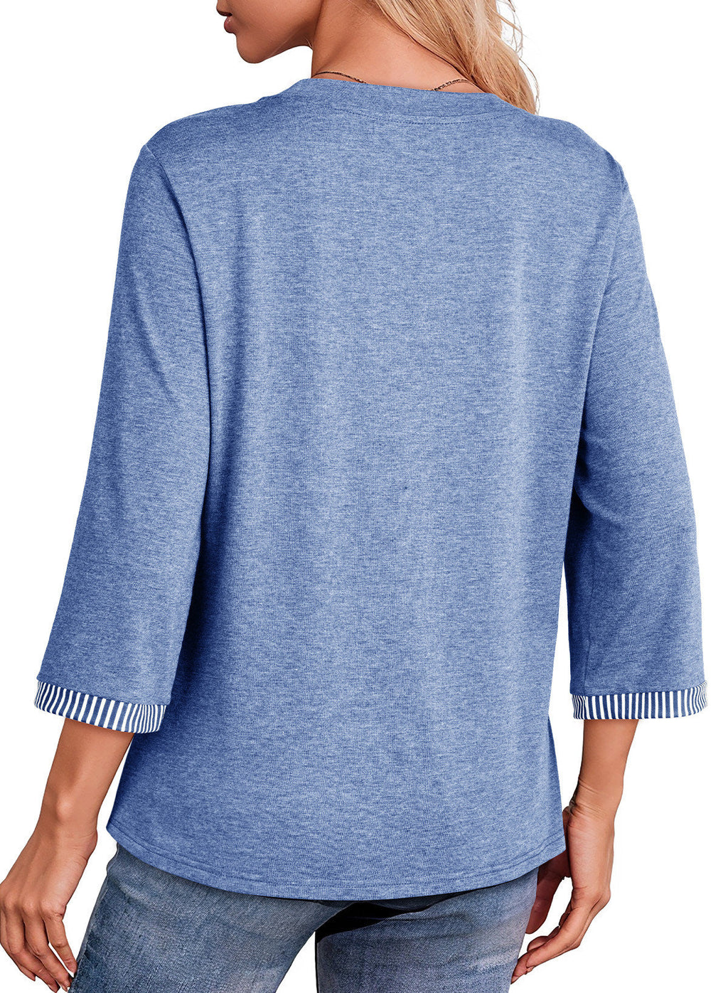 Dokotoo Womens Tops Fall 3/4 Length Sleeve Fashion Solid T-Shirts