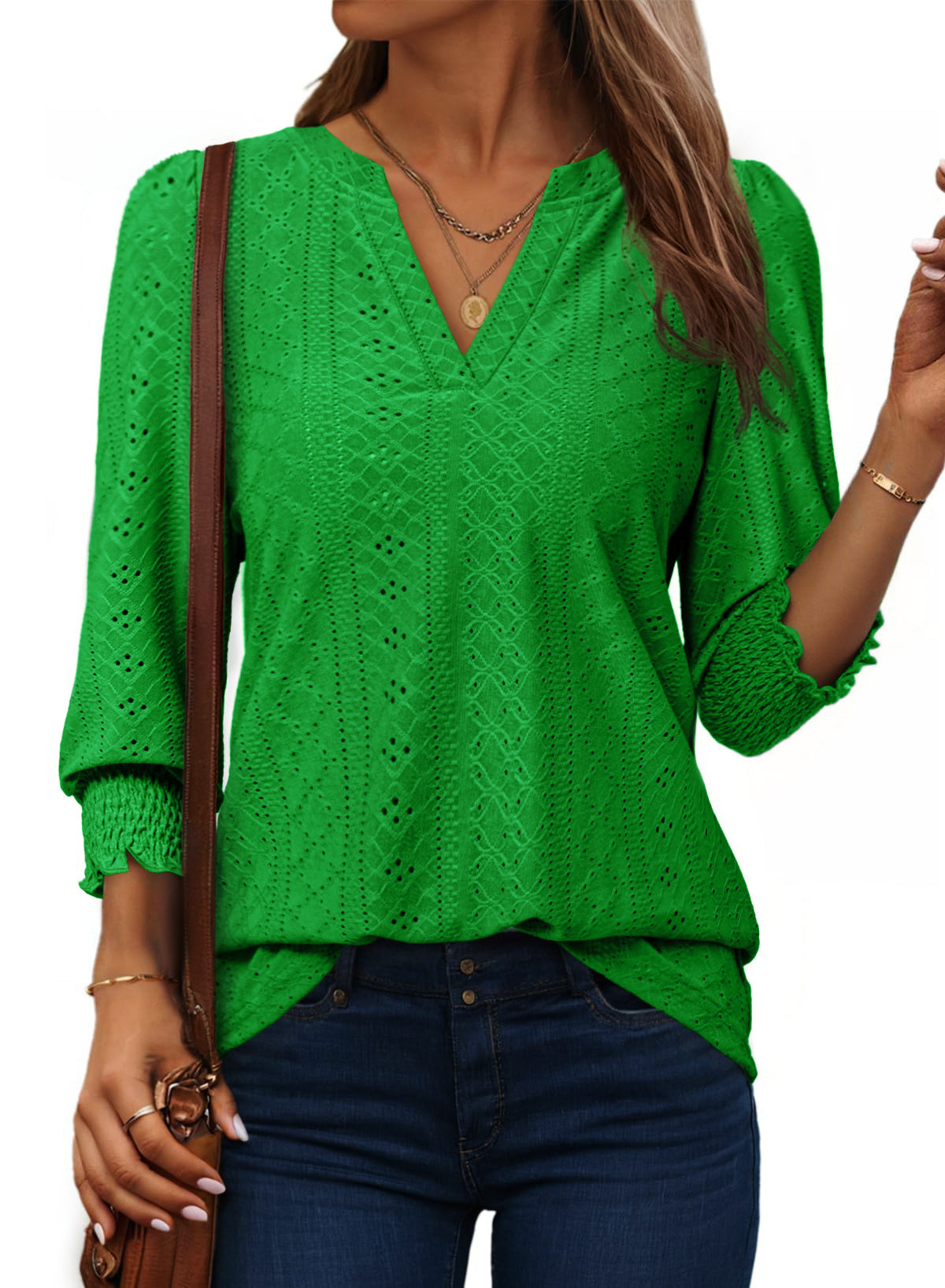 Dokotoo Womens Hollow Out Blouses 3/4 Sleeve Business Tops T-Shirts 2026