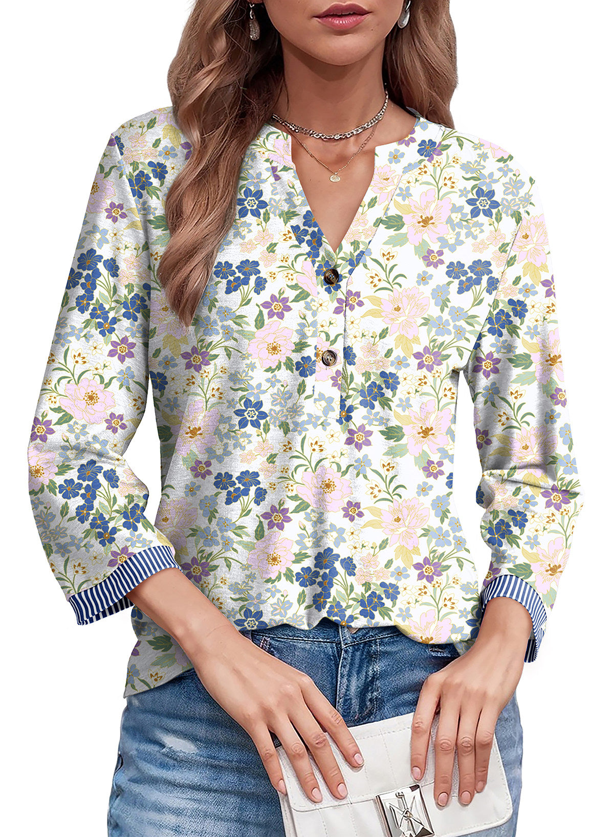 Dokotoo Womens Tops Fall 3/4 Length Sleeve Fashion T-Shirts