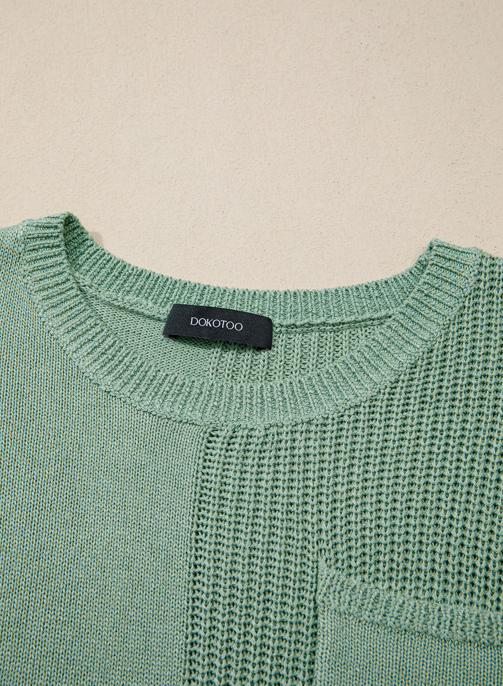Mixed Knits Pocket Accented Short Sleeve Sweater