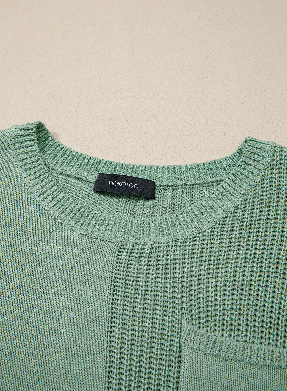 Mixed Knits Pocket Accented Short Sleeve Sweater