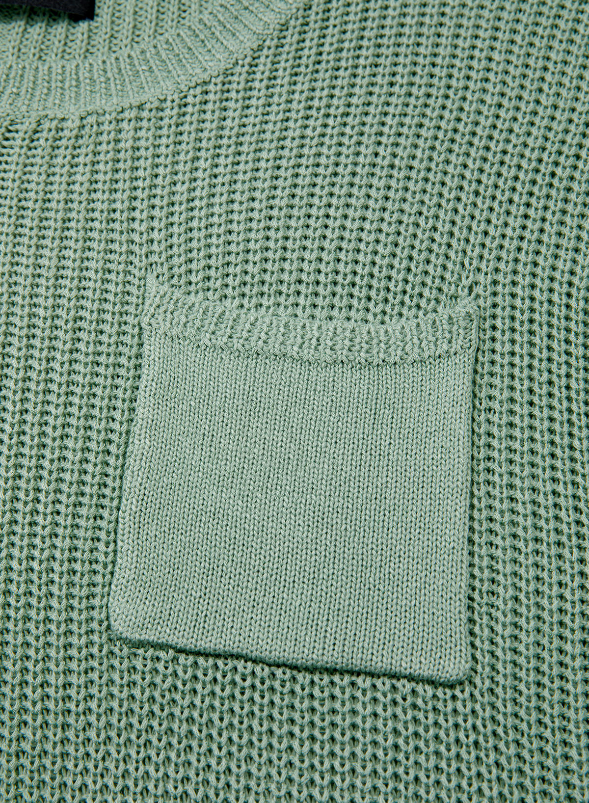Mixed Knits Pocket Accented Short Sleeve Sweater