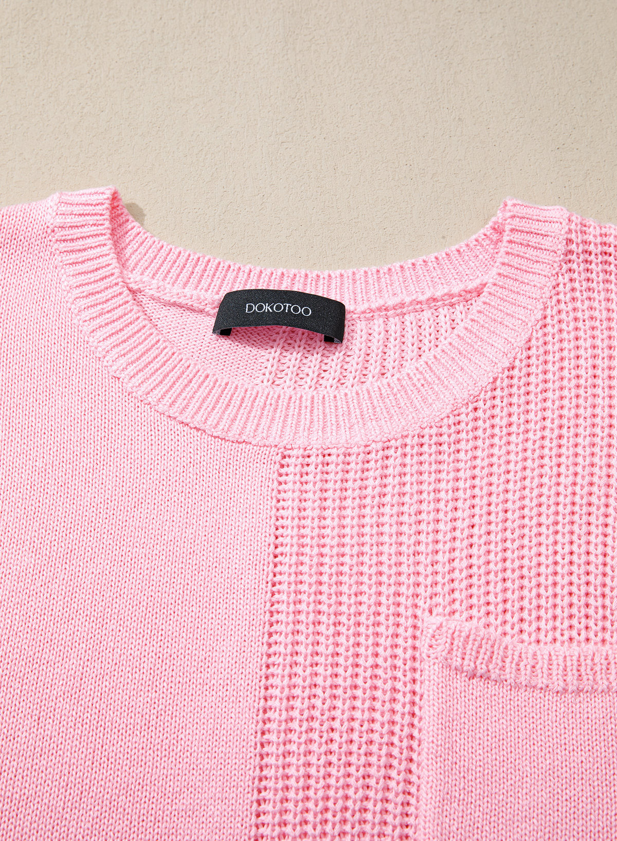 Mixed Knits Pocket Accented Short Sleeve Sweater