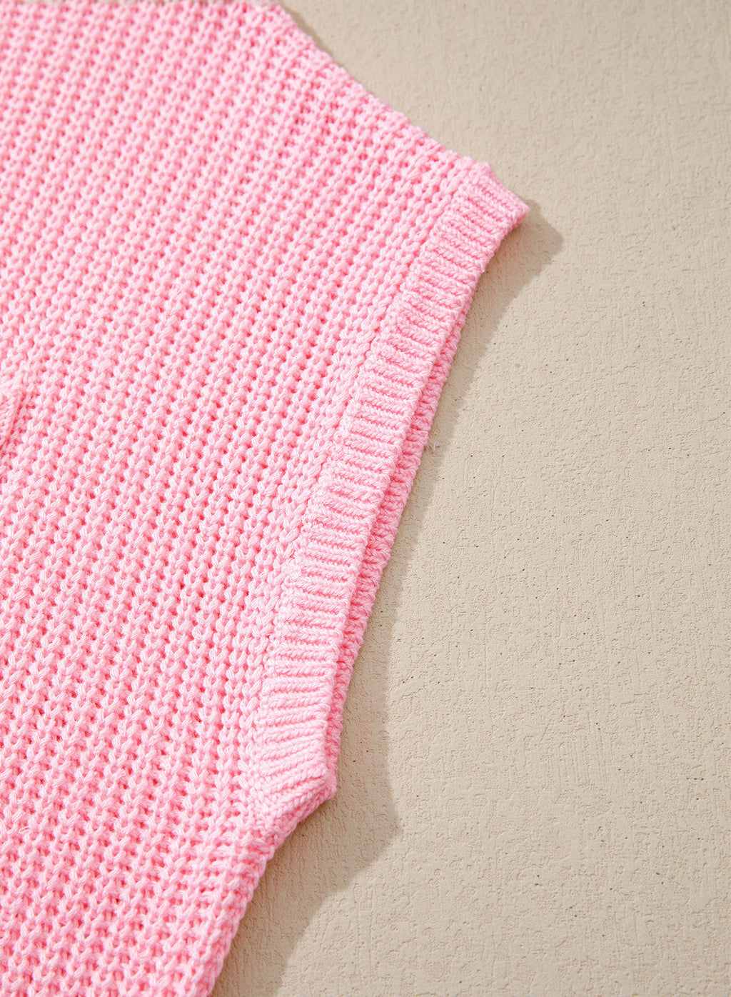 Mixed Knits Pocket Accented Short Sleeve Sweater