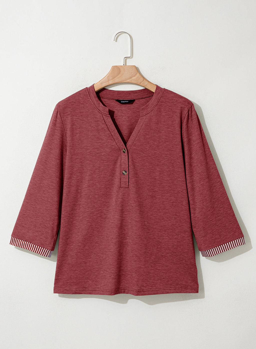 Dokotoo Womens Tops Fall 3/4 Length Sleeve Fashion Solid T-Shirts