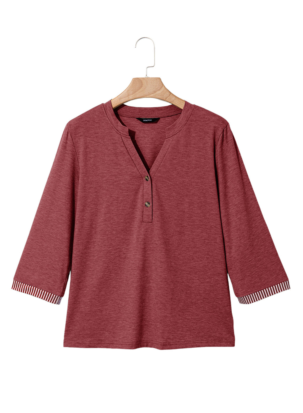 Dokotoo Womens Tops Fall 3/4 Length Sleeve Fashion Solid T-Shirts