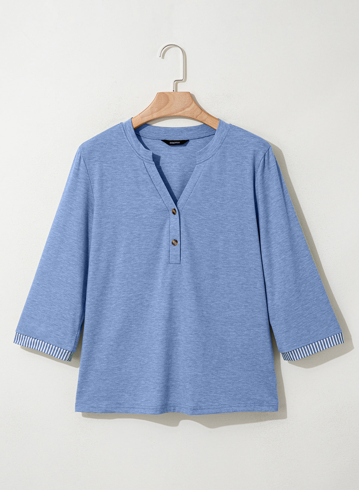 Dokotoo Womens Tops Fall 3/4 Length Sleeve Fashion Solid T-Shirts