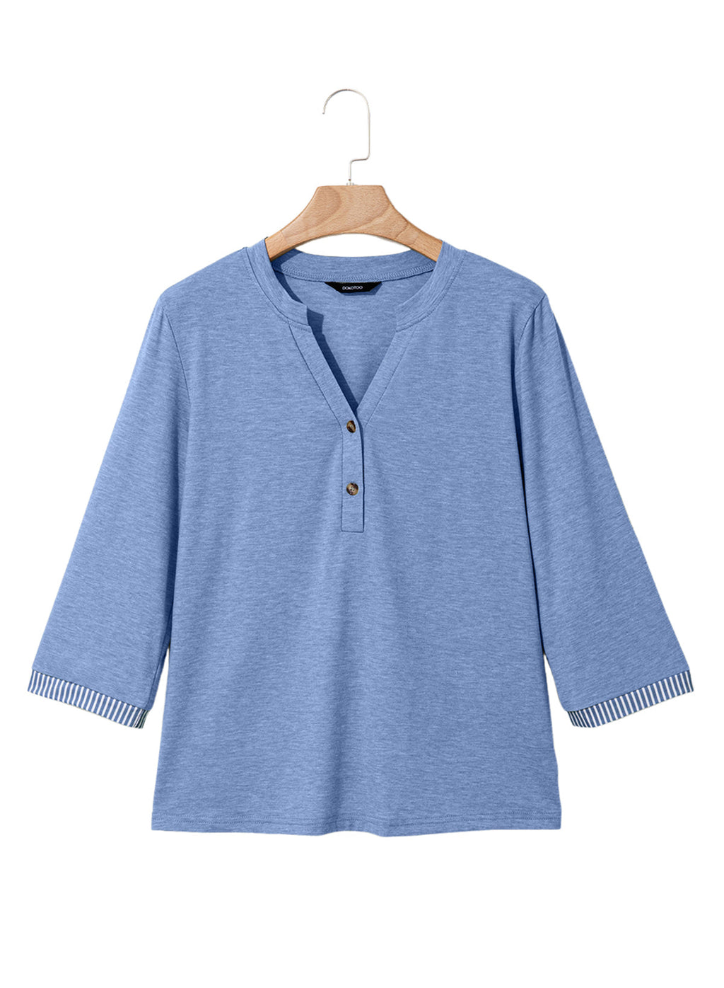 Dokotoo Womens Tops Fall 3/4 Length Sleeve Fashion Solid T-Shirts