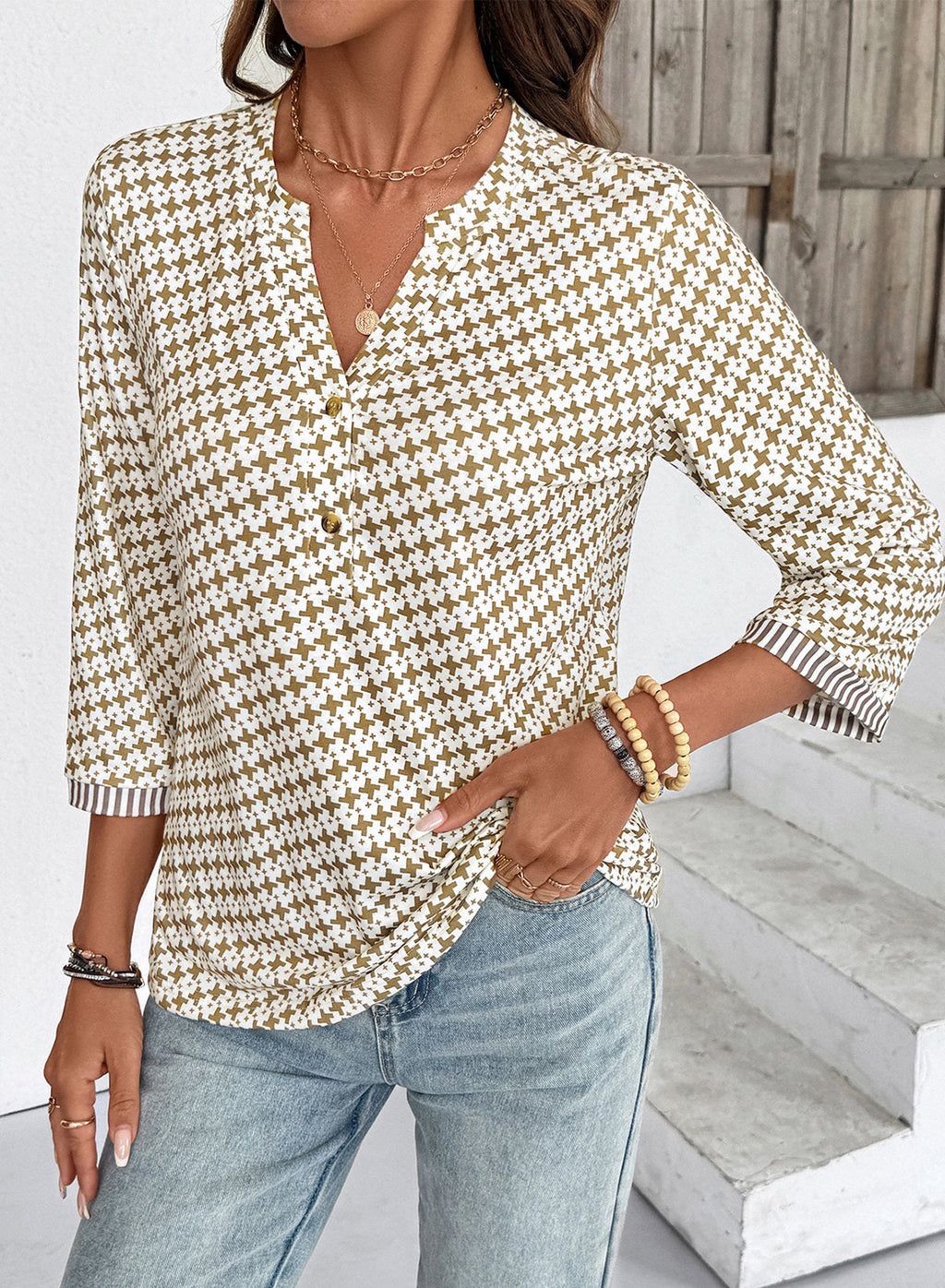 Dokotoo Womens Tops Fall 3/4 Length Sleeve Fashion T-Shirts