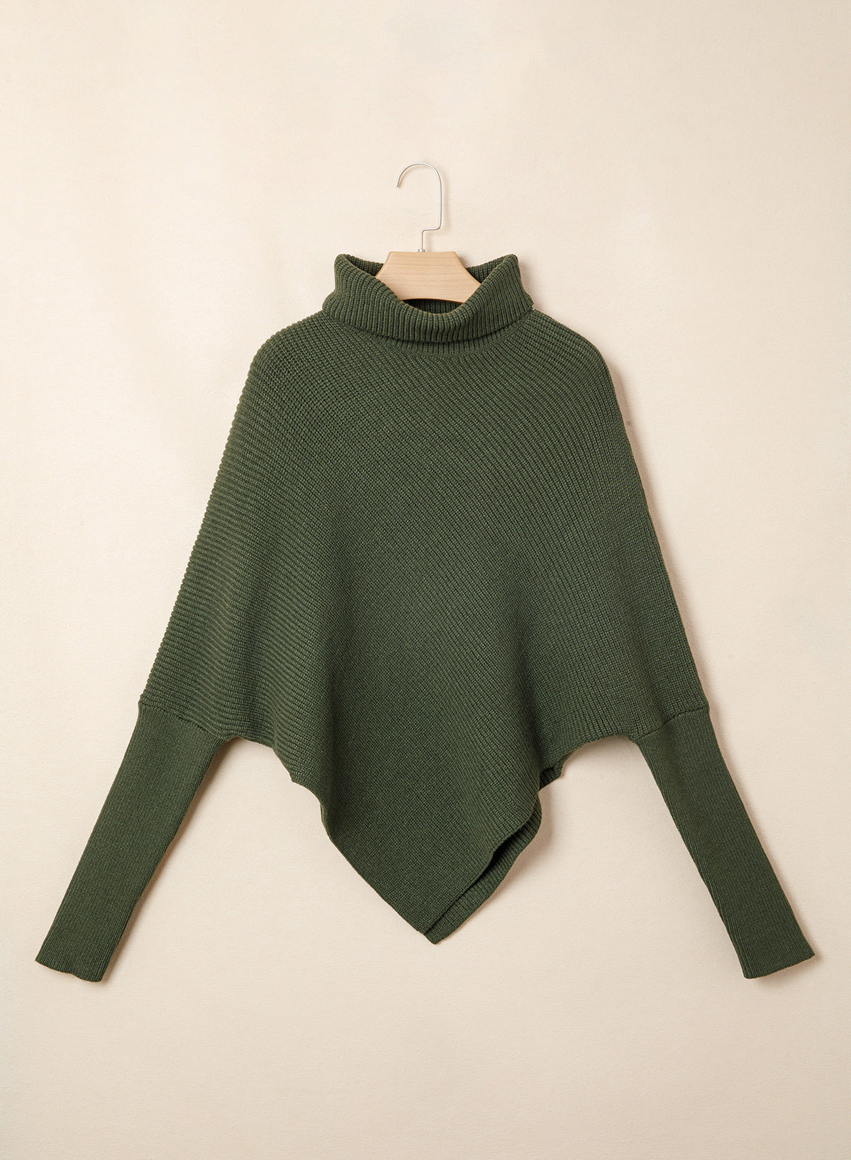 Women's Turtleneck Asymmetrical  Oversized Batwing Sleeve Sweaters