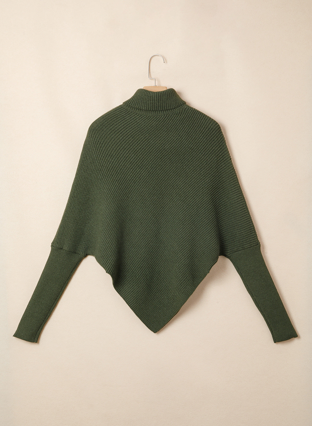 Women's Turtleneck Asymmetrical  Oversized Batwing Sleeve Sweaters