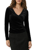 Dokotoo Womens Deep V Neck Long Sleeve Ruched Slim Fit Wrap Velvet Tops
