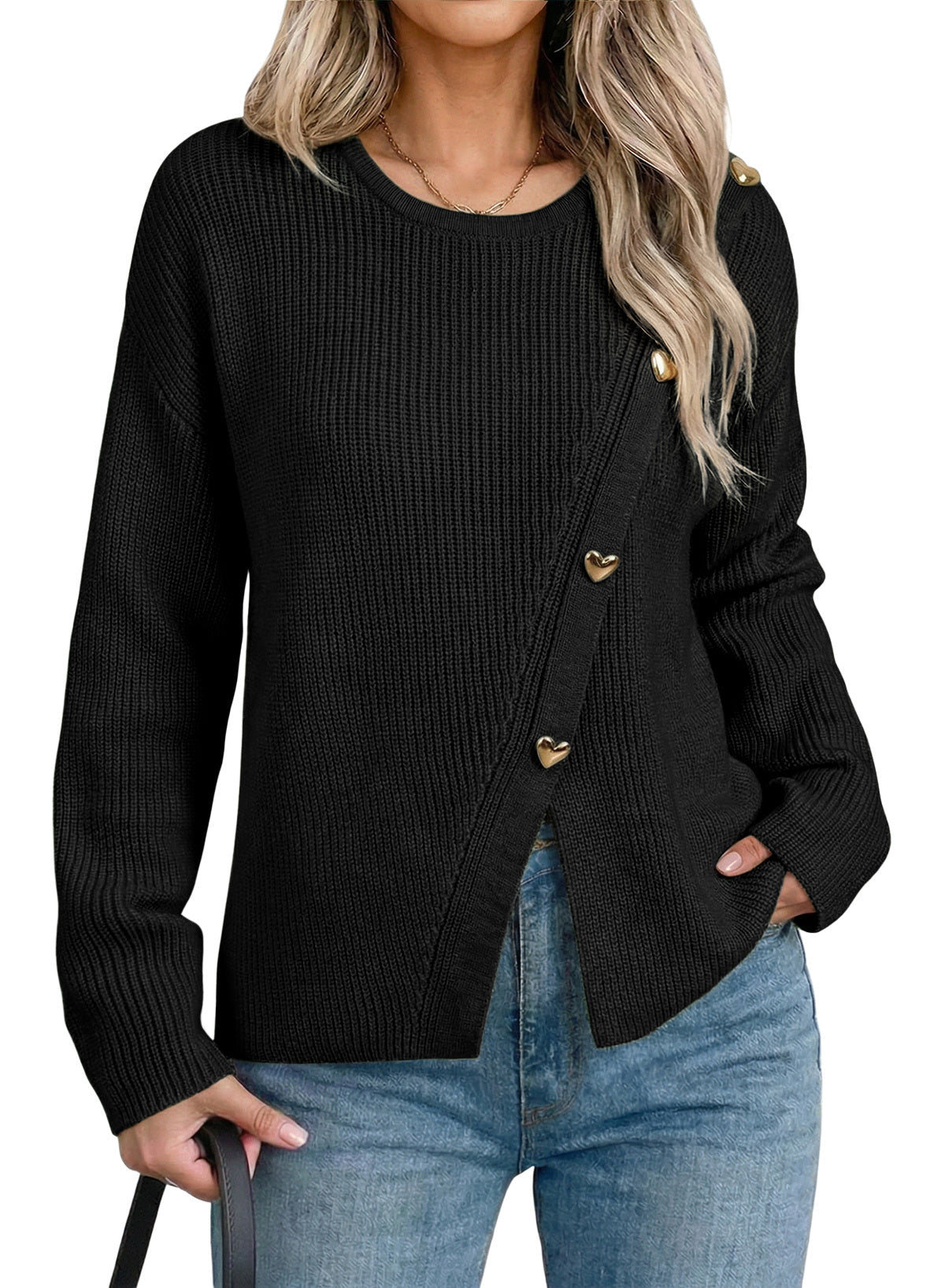 Button-down pullover sweater
