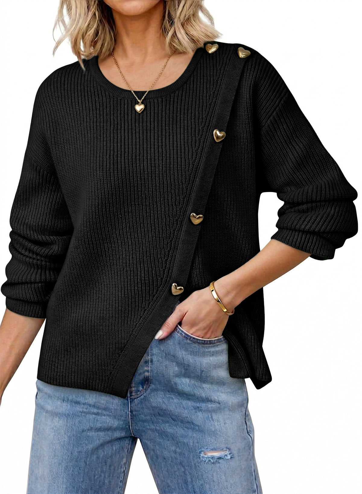 Button-down pullover sweater