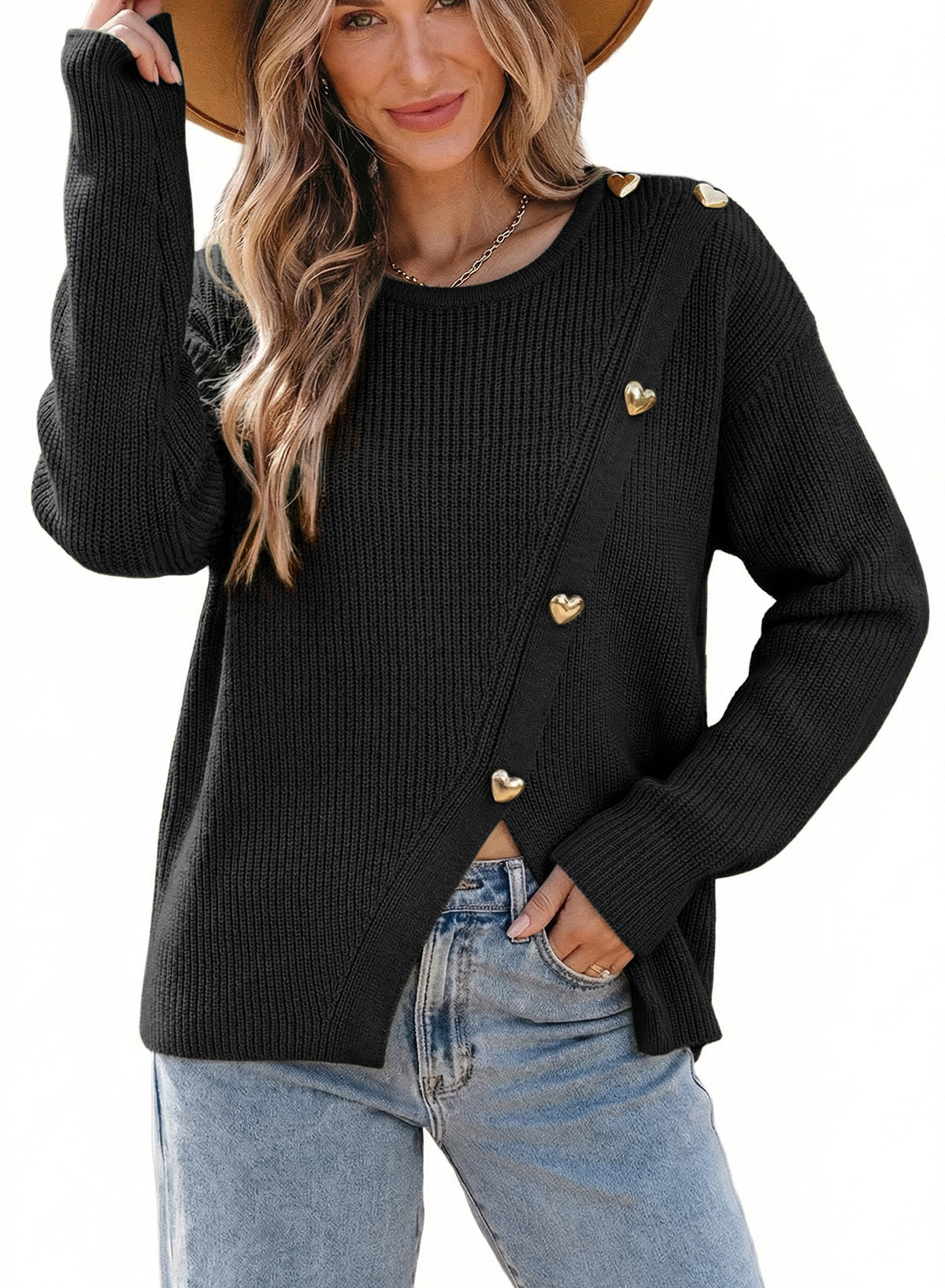 Button-down pullover sweater
