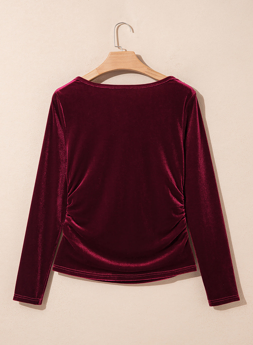 Dokotoo Womens Deep V Neck Long Sleeve Ruched Slim Fit Wrap Velvet Tops
