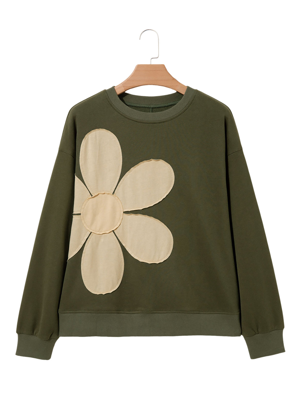 Womens Sweatshirt Long Sleeve Crew Neck Pullover Tops Floral Clothes