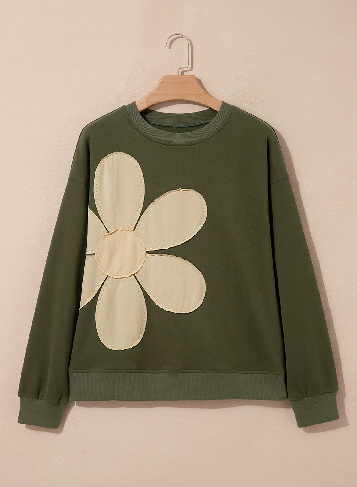 Womens Sweatshirt Long Sleeve Crew Neck Pullover Tops Floral Clothes