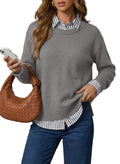 Dokotoo Sweaters for Women Long Sleeve Striped 2 in 1 V Neck Polo Pullover Sweater