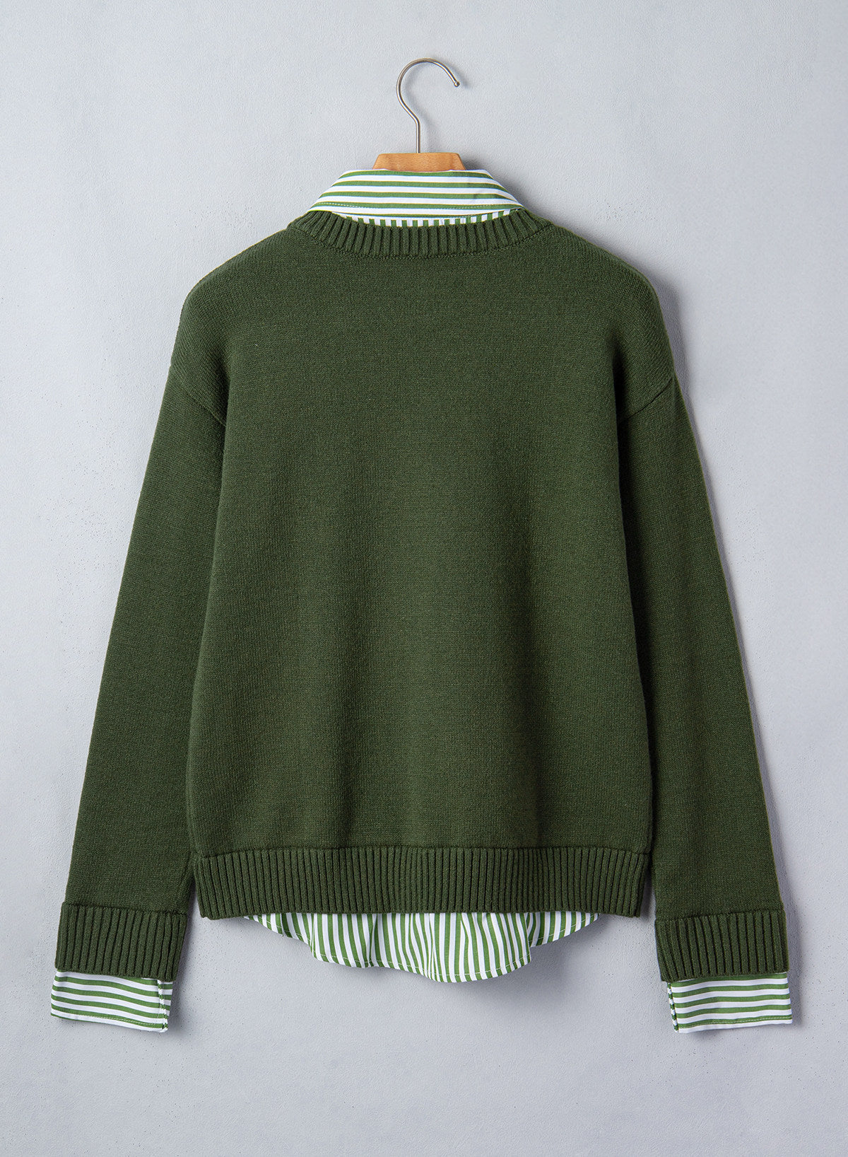 Dokotoo Sweaters for Women Long Sleeve Striped 2 in 1 V Neck Polo Pullover Sweater