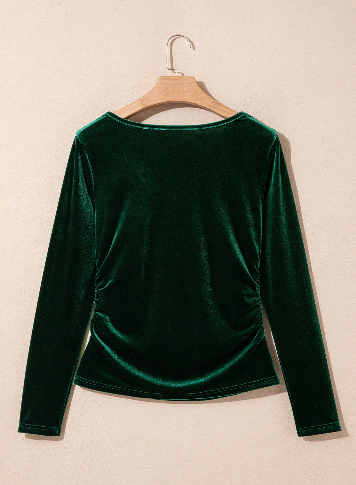 Dokotoo Womens Deep V Neck Long Sleeve Ruched Slim Fit Wrap Velvet Tops