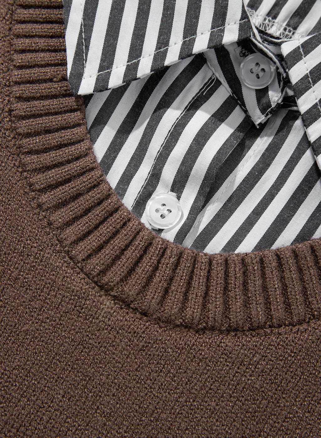 Dokotoo Sweaters for Women Long Sleeve Striped 2 in 1 V Neck Polo Pullover Sweater