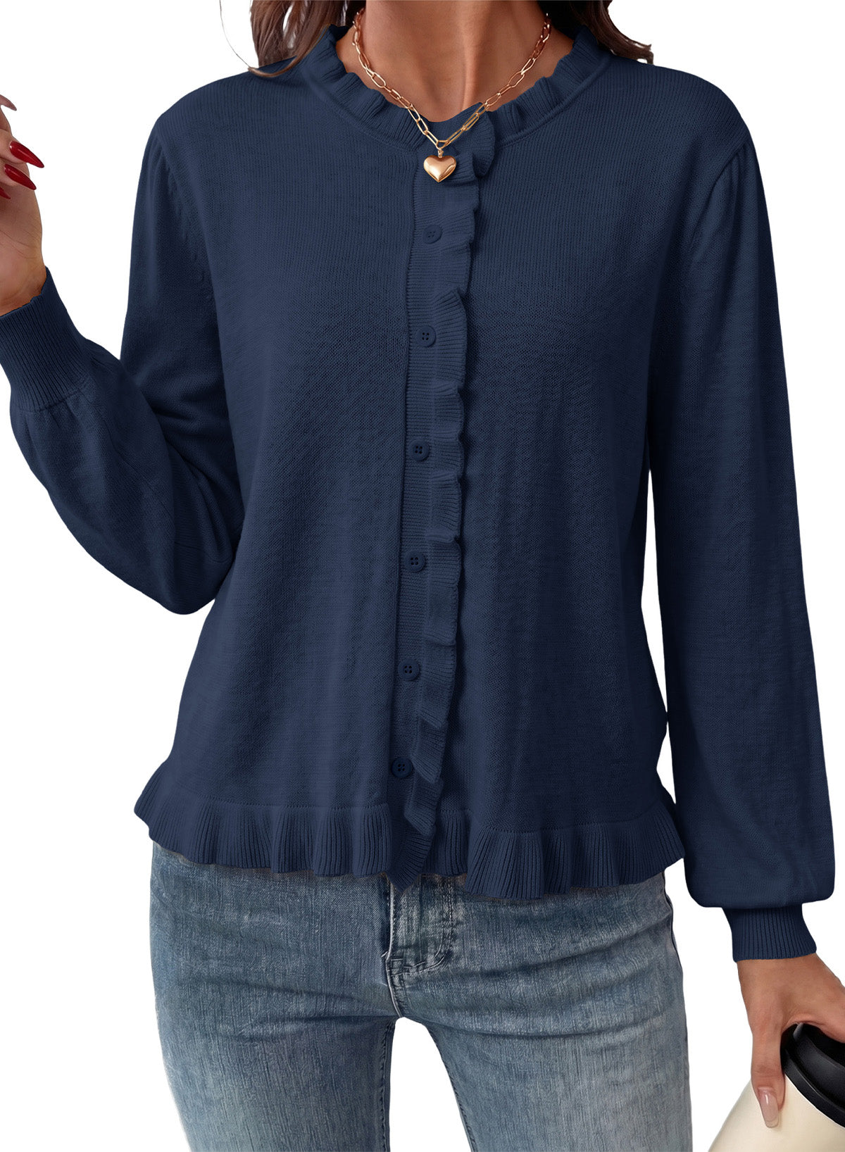 Solid color cardigan sweater