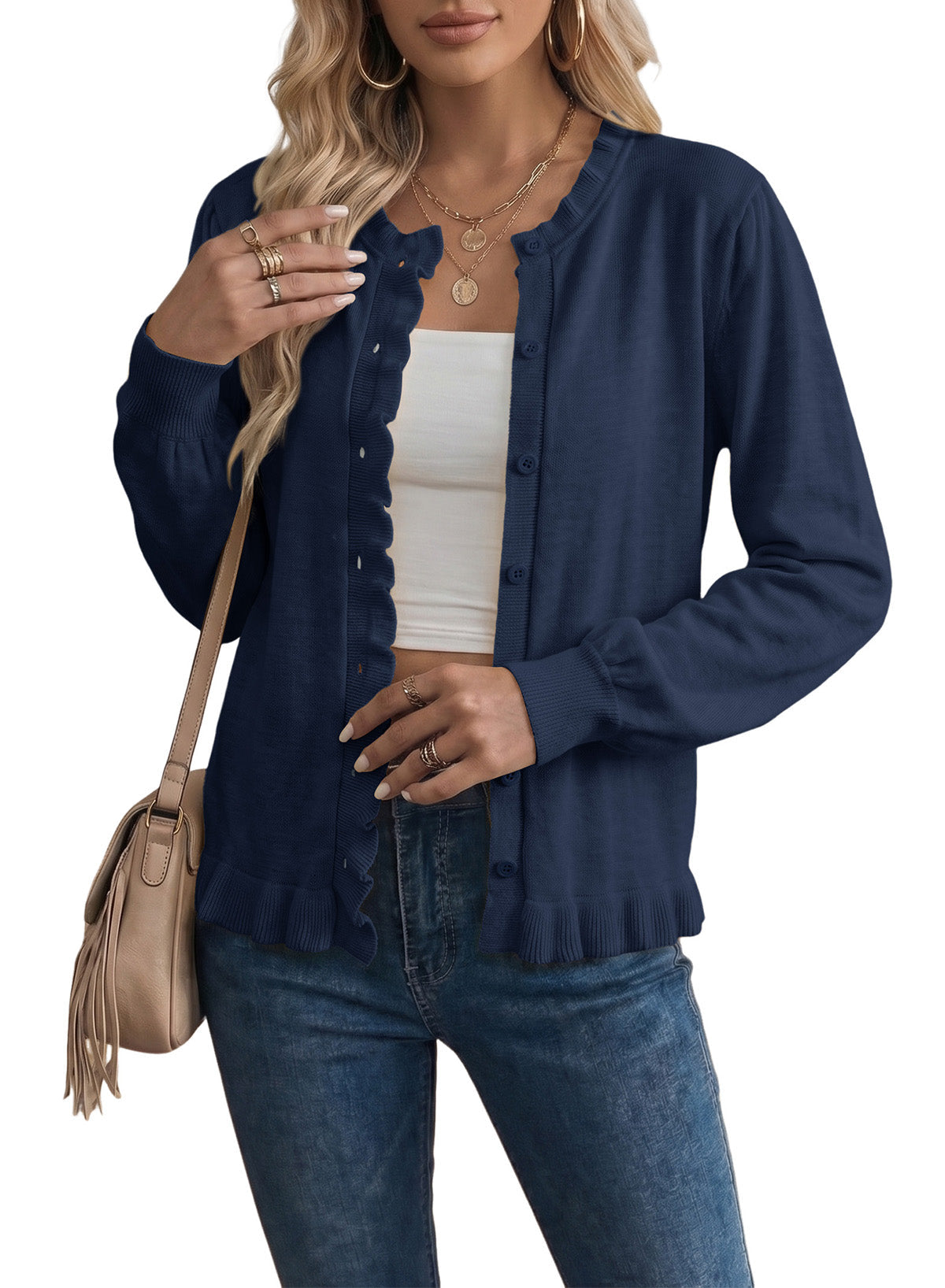 Solid color cardigan sweater