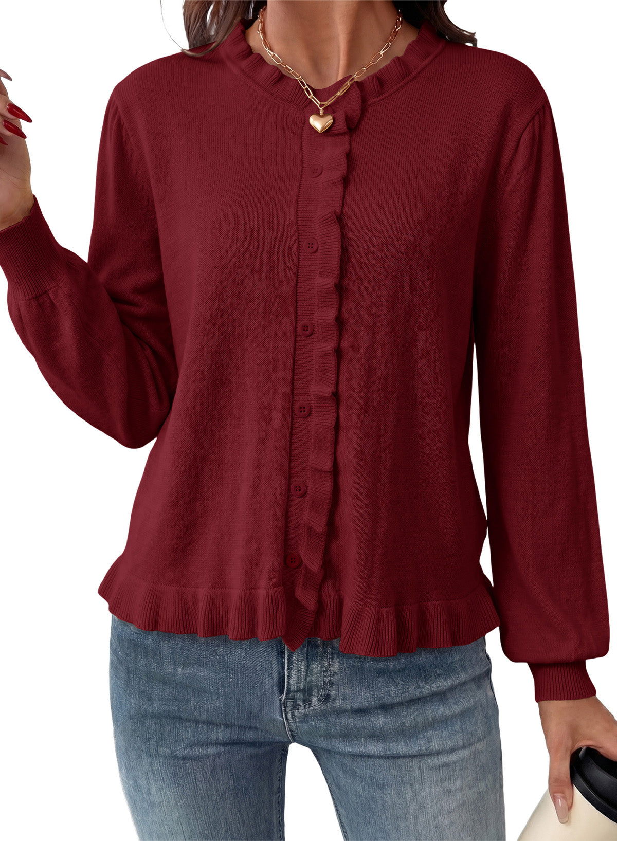 Solid color cardigan sweater