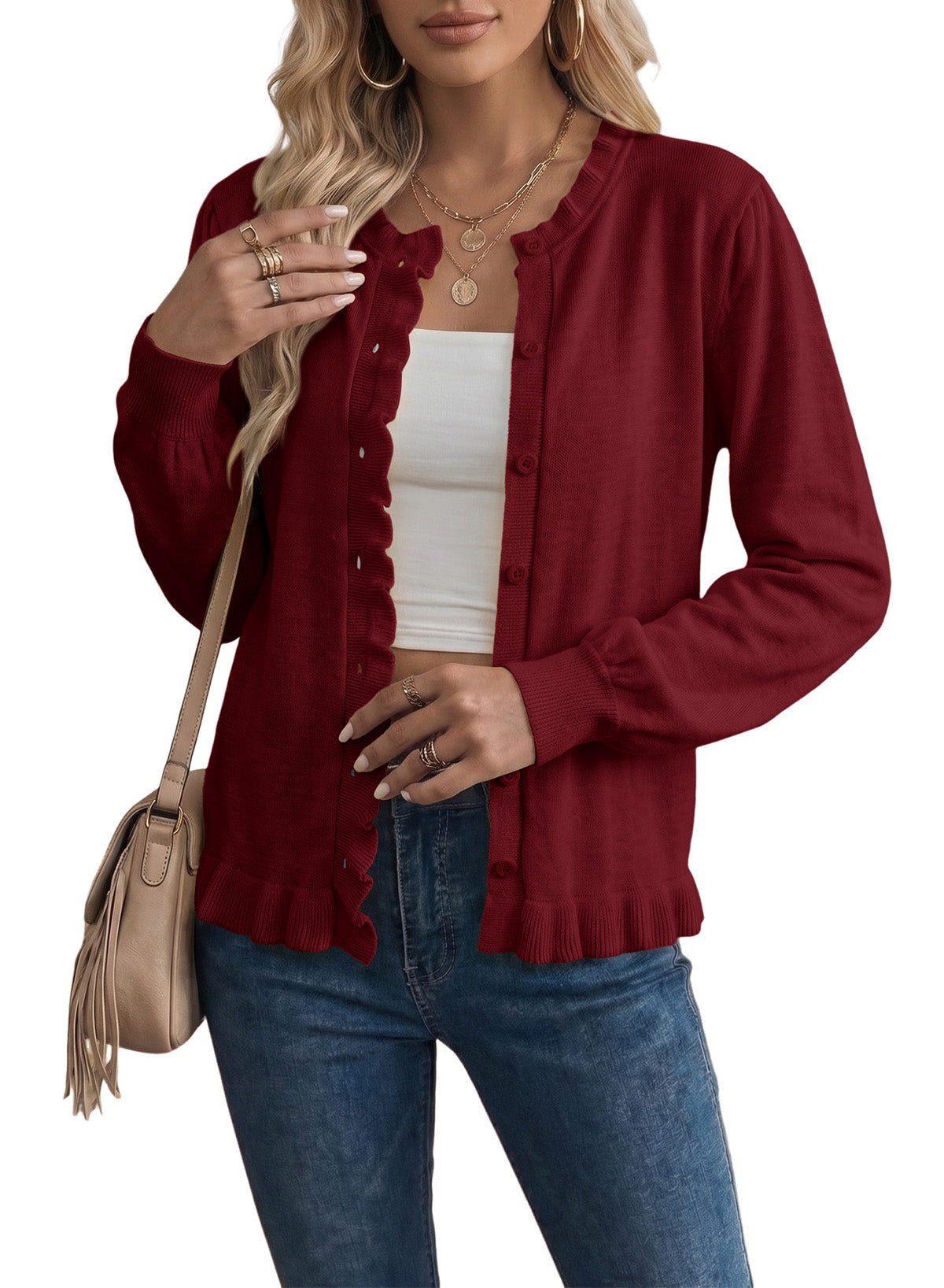 Solid color cardigan sweater