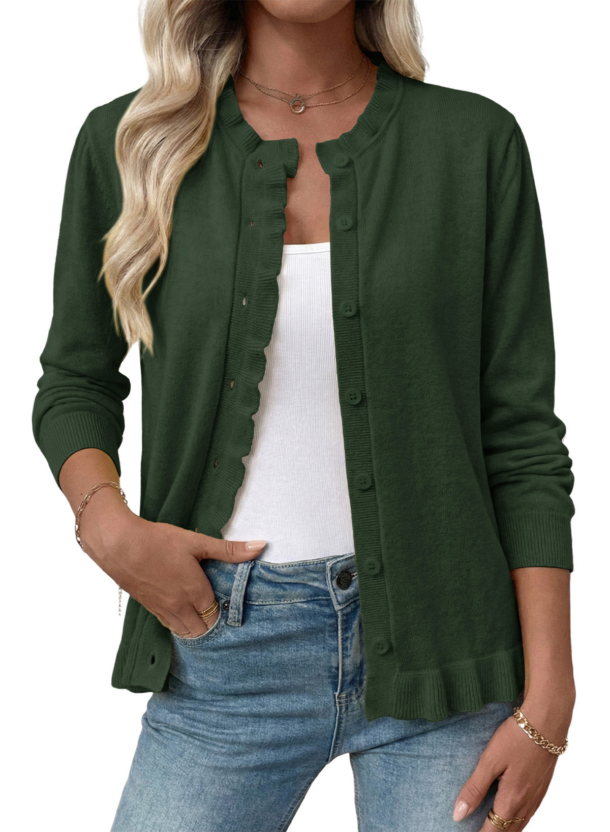 Solid color cardigan sweater