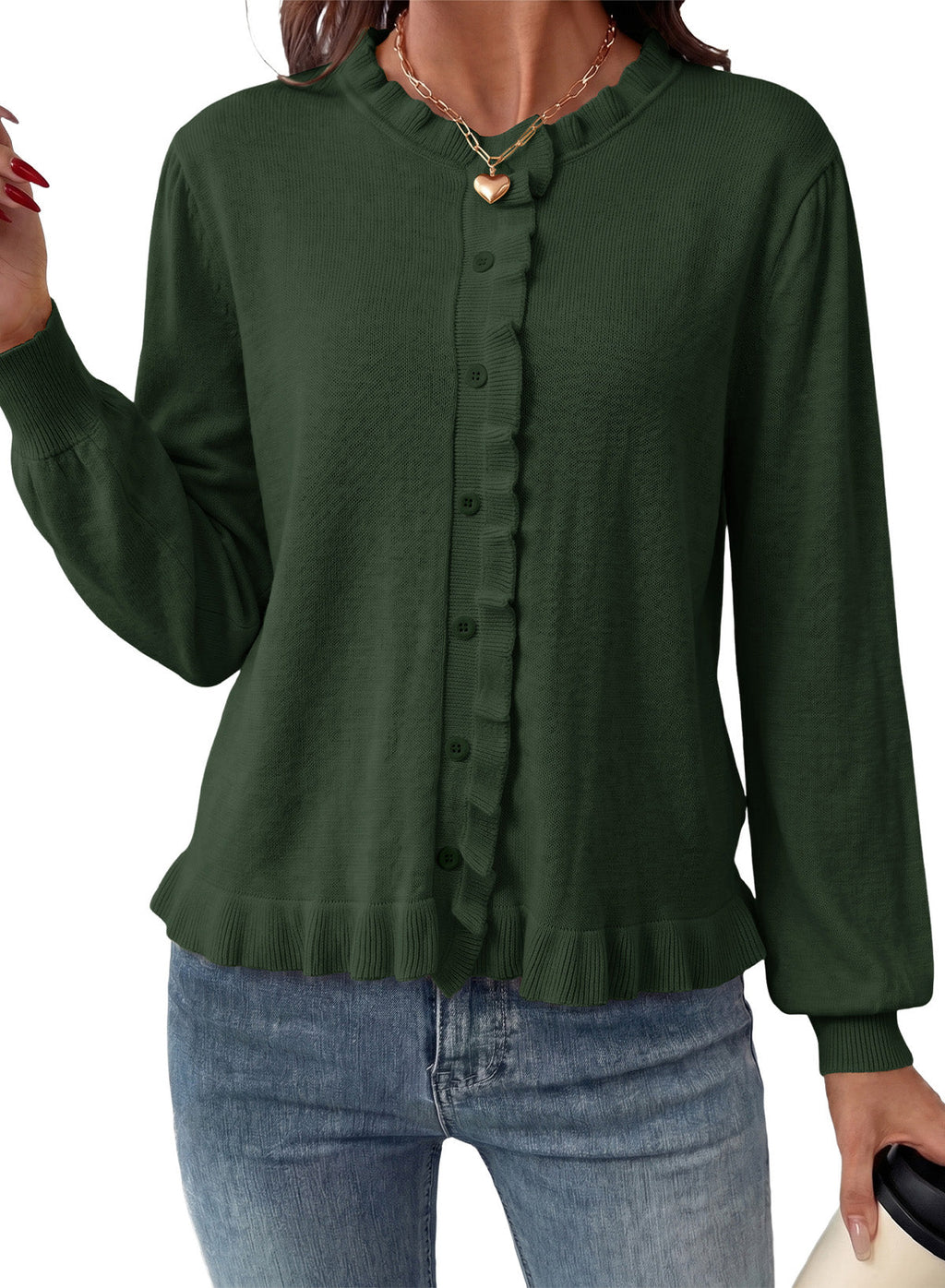 Solid color cardigan sweater