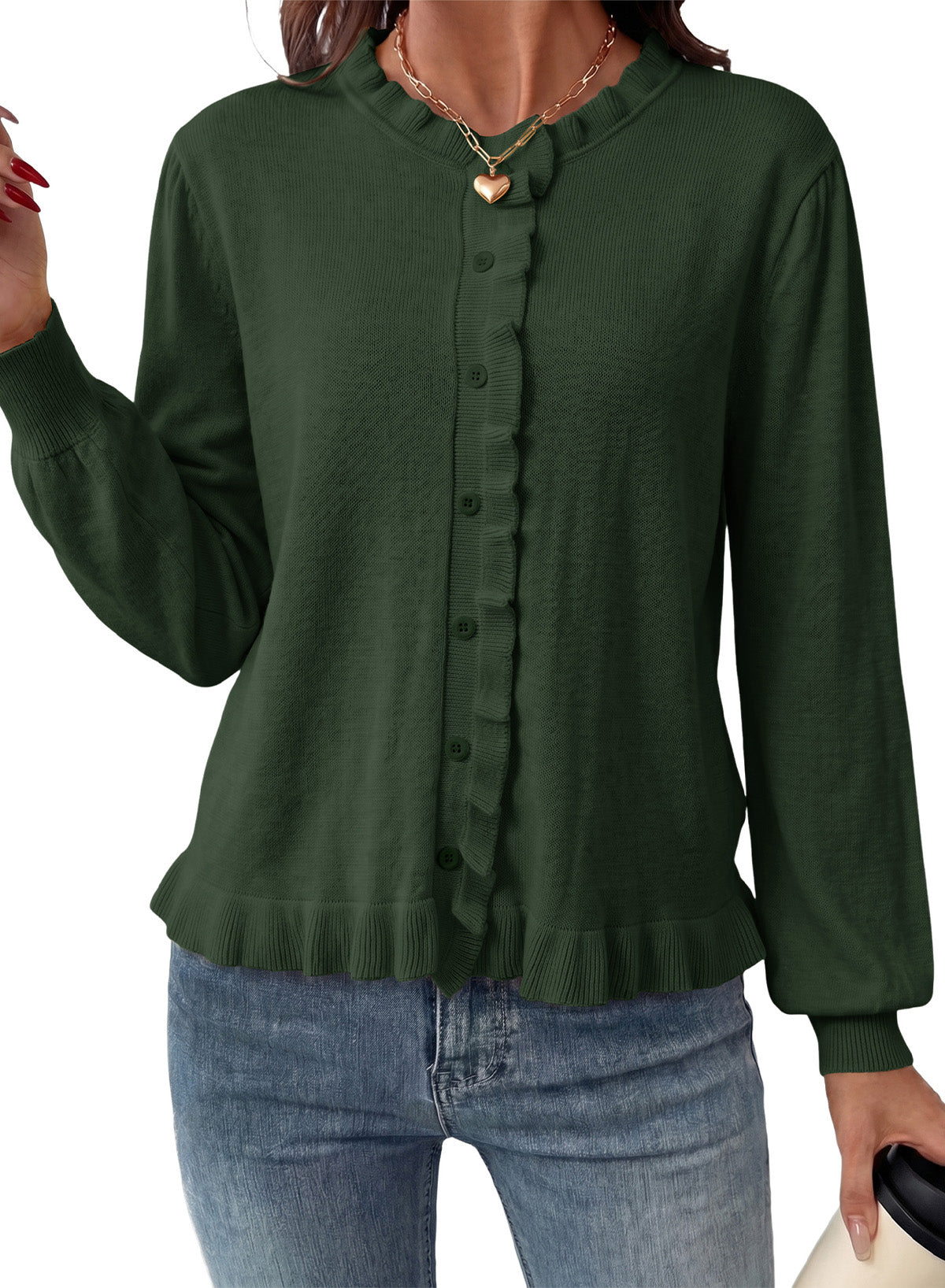 Solid color cardigan sweater