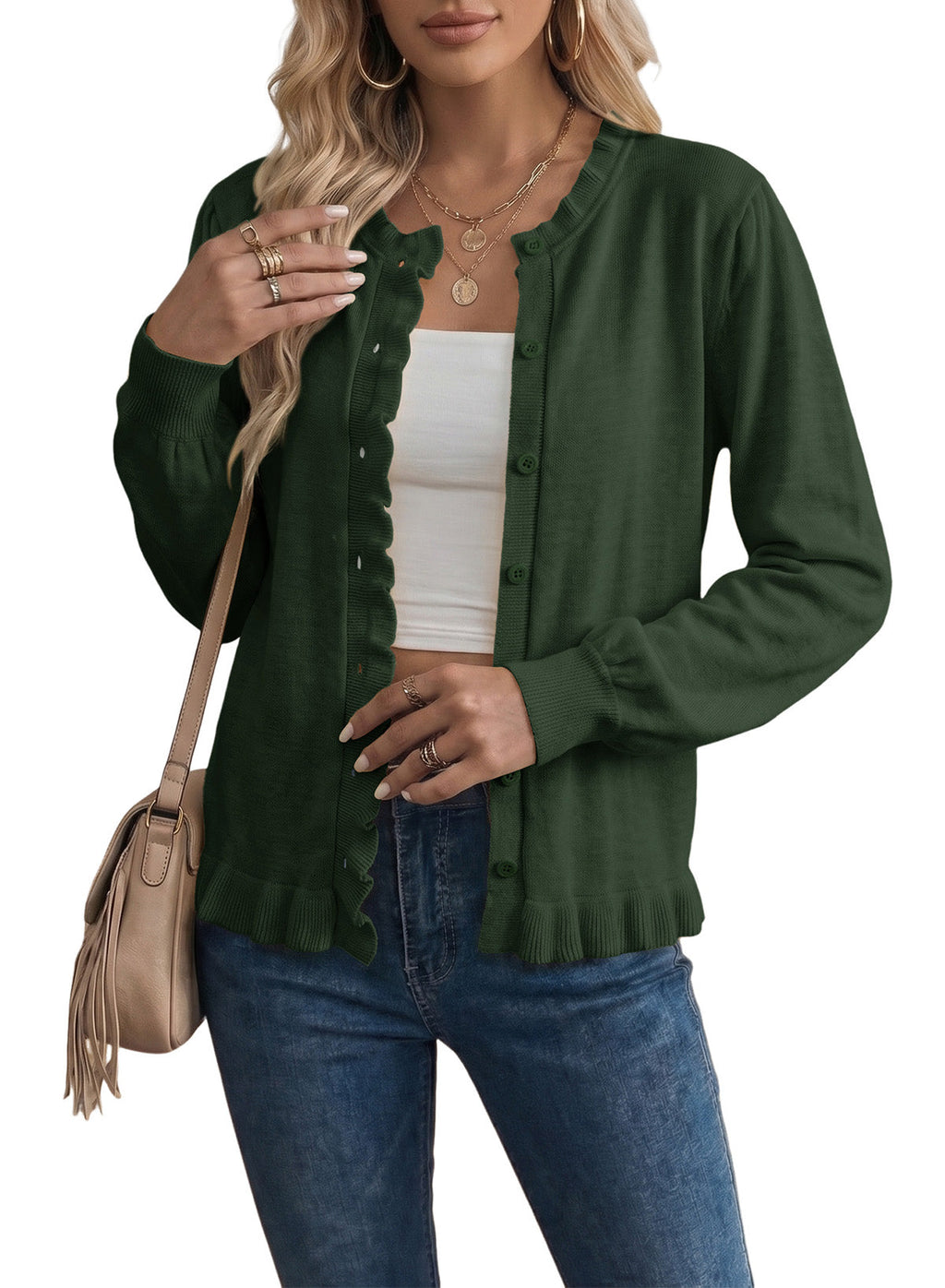 Solid color cardigan sweater
