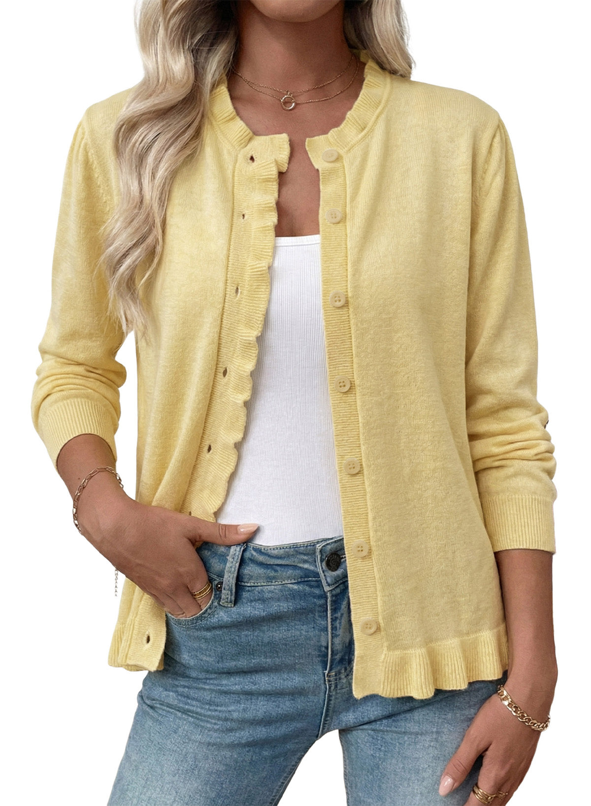 Solid color cardigan sweater