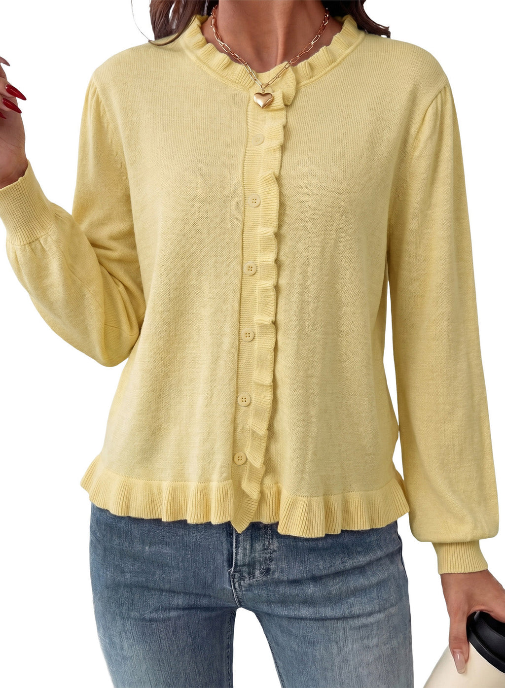 Solid color cardigan sweater